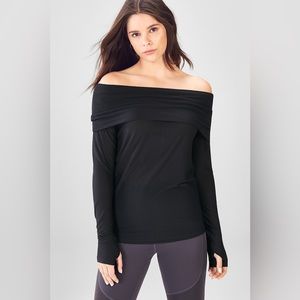 Fabletics x Demi Lovato Annabelle Mesh Off the Shoulder Sweater
